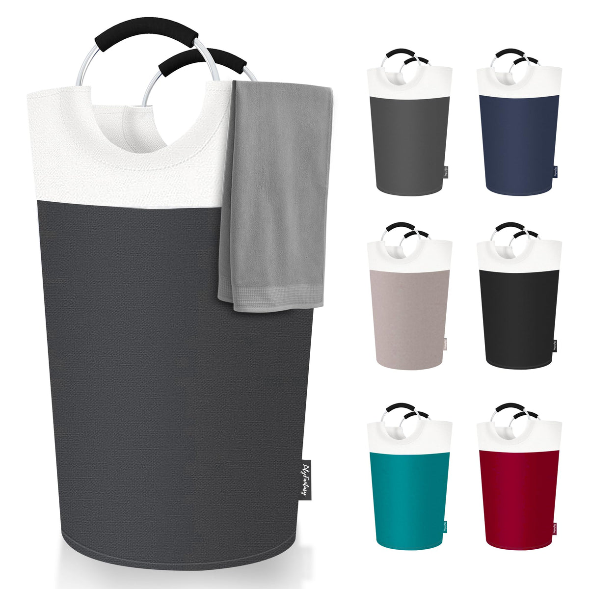 Lilyfantasy 90L Laundry Basket, Collapsible Laundry Hamper With Padded Handles, Waterproof Laundry Bag, Tall Clothes Hamper Stan