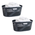 Mind Reader 40L Laundry Basket, Clothes Hamper, Ventilated, Plastic, 23''L x 14.5''W x 10.5''H, Set of 2, Gray