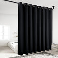NICETOWN Halloween Light Reducing Grommet Curtain - (W120 x L84, Black, 1 Piece) Tripe Woven Textured Soft Curtain Panel for Liv
