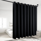 NICETOWN Halloween Light Reducing Grommet Curtain - (W120 x L84, Black, 1 Piece) Tripe Woven Textured Soft Curtain Panel for Liv