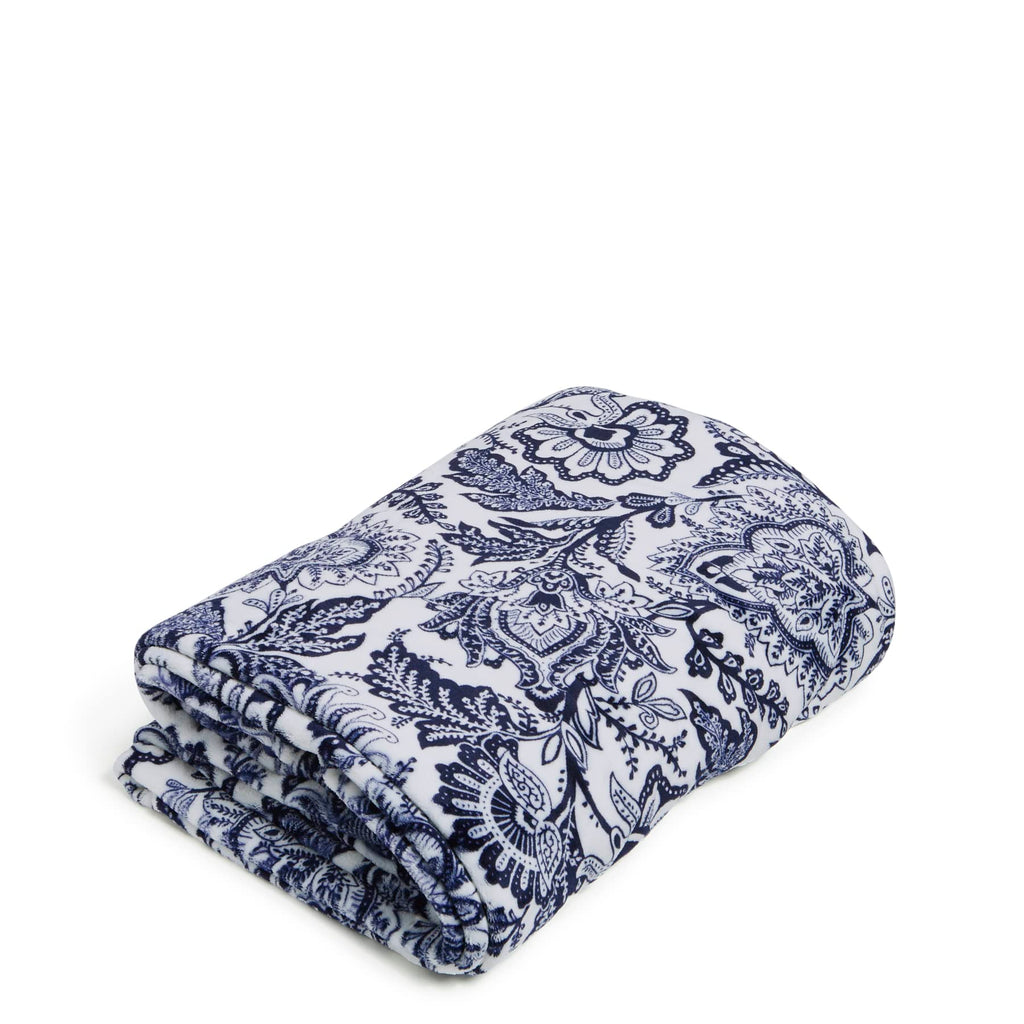 Vera Bradley Women'S Oversized Fleece Plush Throw Blanket, Java Navy & White, King
