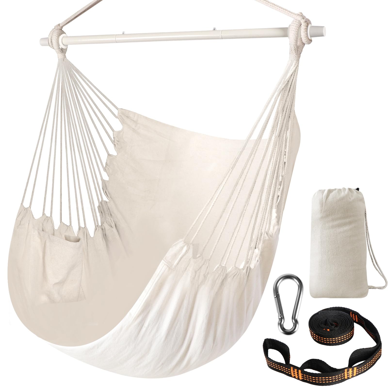 Chihee Hammock Chair Swing Chair Strong Metal Collapsible Spreader Bar Portable Hanging Chair Max 500 Lbs Comfy Seat Patio Lawn