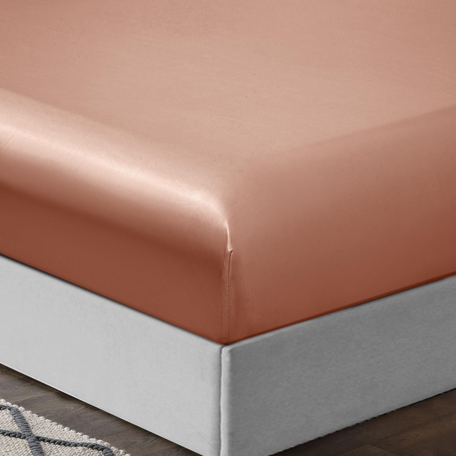 Treely 6 Piece Satin Sheets Full Size Silky Smooth Champagne Satin Sheet Set With Deep Pocket, Satin Fitted Sheet, Flat Sheet, 4