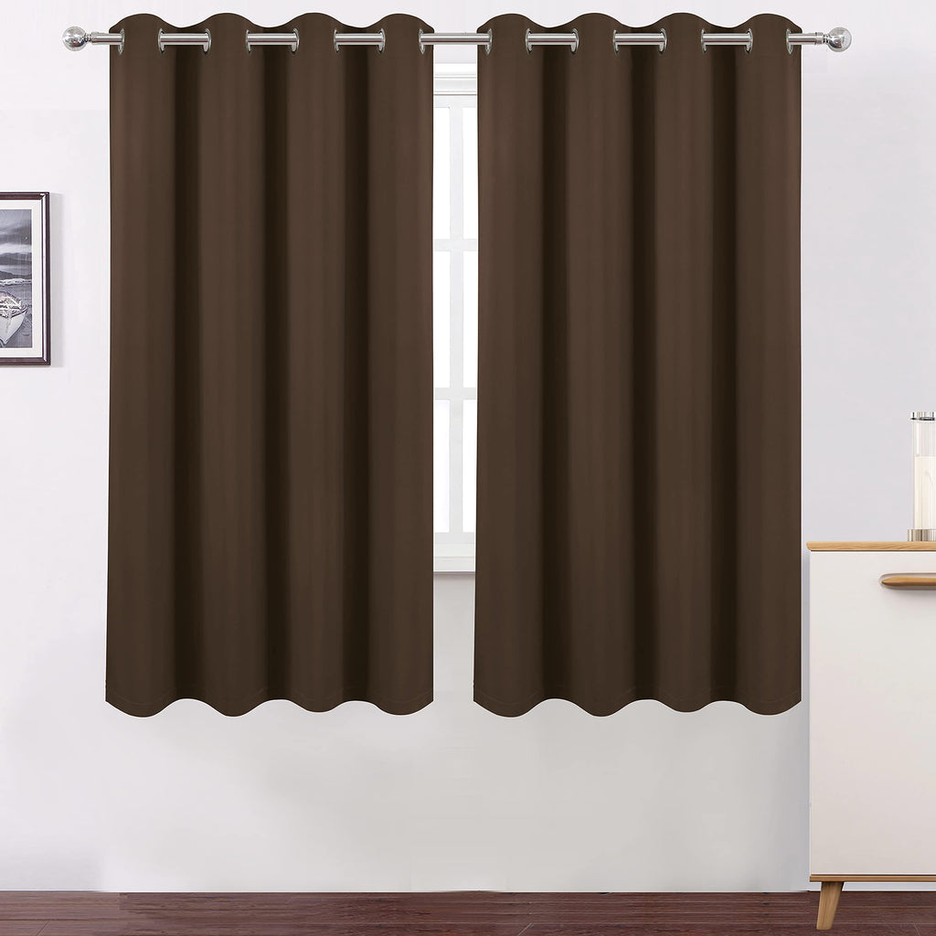 Lemomo 100% Blackout Chocolate Brown Curtains With Black Lining/52 X 63 Inch/Set Of 2 Panels Thermal Insulated Room Darkening Cu