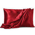 Pure Bedding Satin Pillowcase 2 Pack - Queen Size (20''X30'', Burgundy) - Silky Pillow Cases For Hair And Skin - Satin Pillow Co