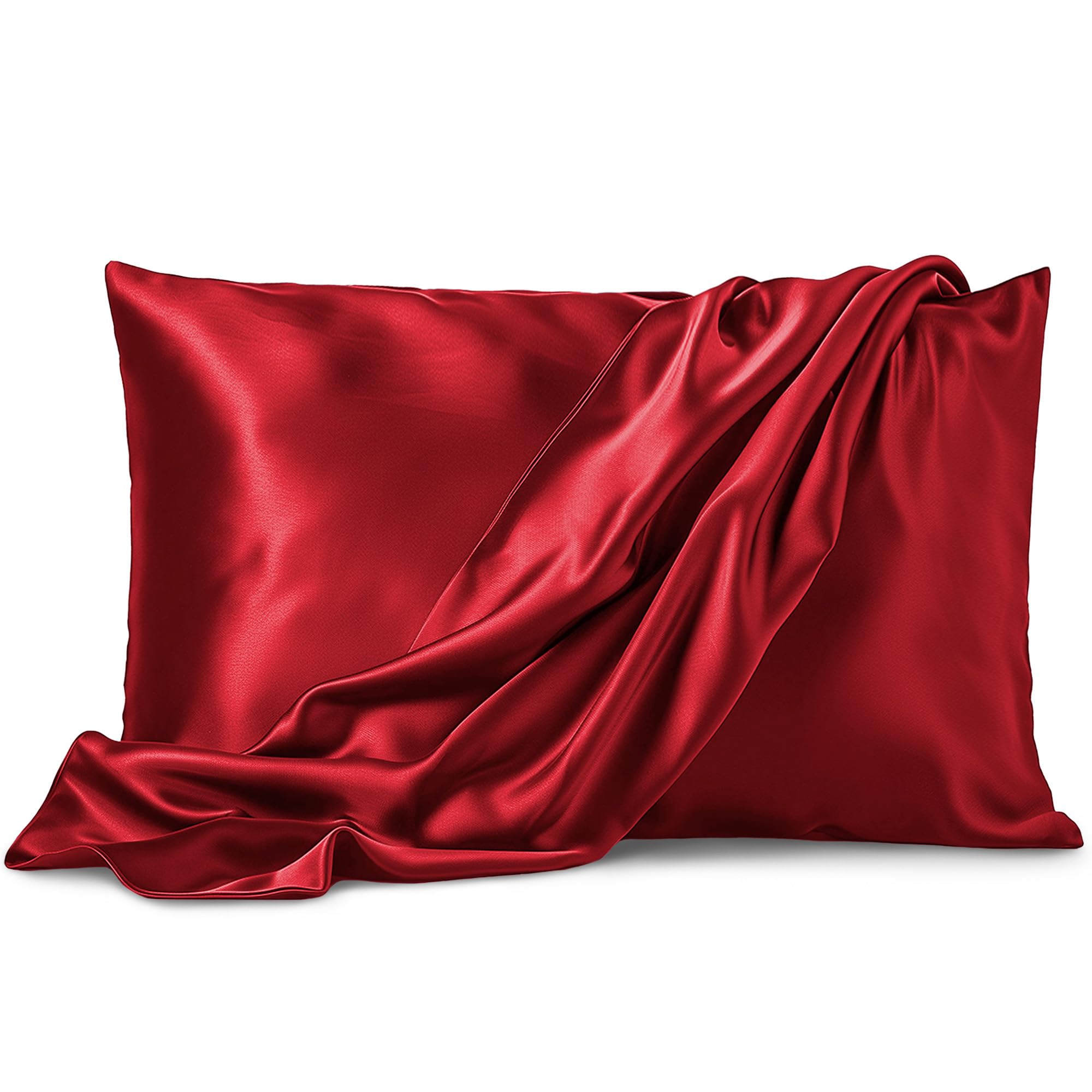 Pure Bedding Satin Pillowcase 2 Pack - Queen Size (20''X30'', Burgundy) - Silky Pillow Cases For Hair And Skin - Satin Pillow Co