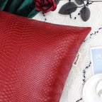 Brawarm Christmas Red Leather Throw Pillows 12 X 20 Inches, Snake Leather Pillow Covers Pack Of 2, Faux Leather Decorative Lumba