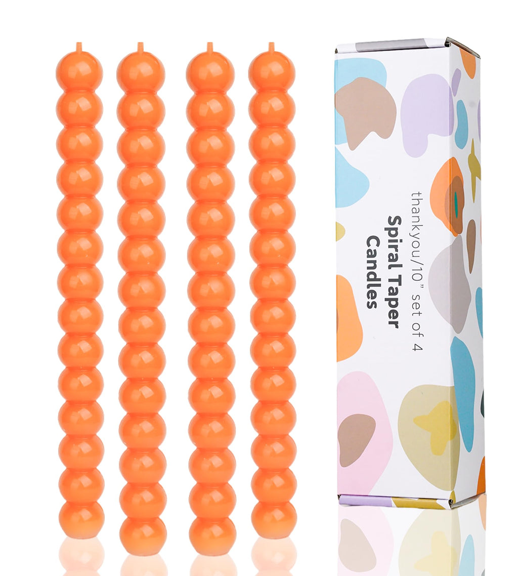 LPUSA Halloween Orange Spiral Taper Candles Twisted Candle Conical Stick Candles for Holiday Wedding Party Wax Unscented Dinner 