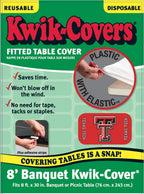 Collegiate Kwik-Covers Rectangle Plastic Table Covers, Bundle Of 2 (Texas Tech University, 8')