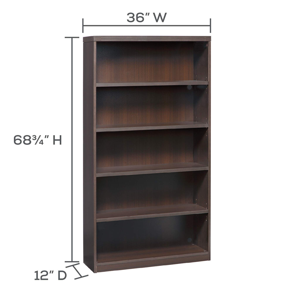 5 Shelf 68.75" Bookcase Finish: Mocha