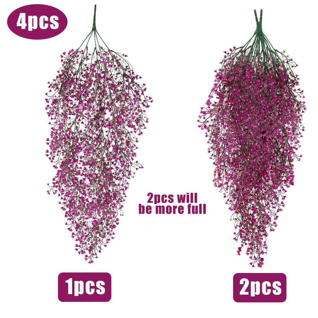 Recutms 4Pcs Fake Ferns Artificial Hanging Plants With 30 Led Lights Ivy Flowers Large Faux Hanging Plant For Indoor Outdoor Roo