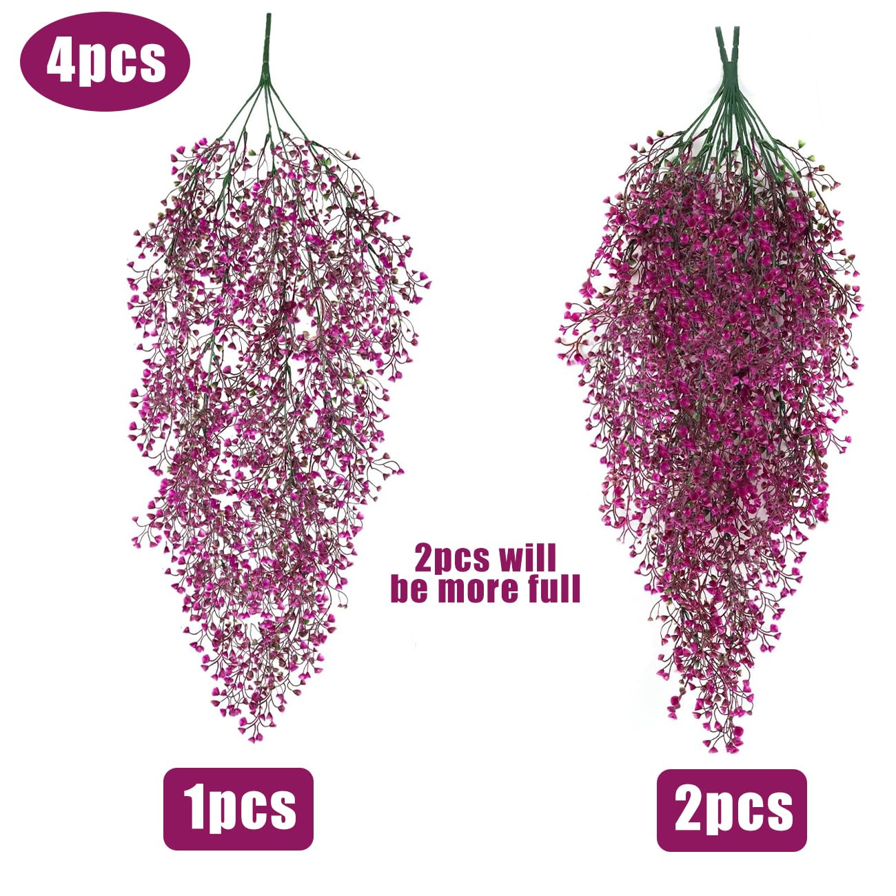 Recutms 4Pcs Fake Ferns Artificial Hanging Plants With 30 Led Lights Ivy Flowers Large Faux Hanging Plant For Indoor Outdoor Roo