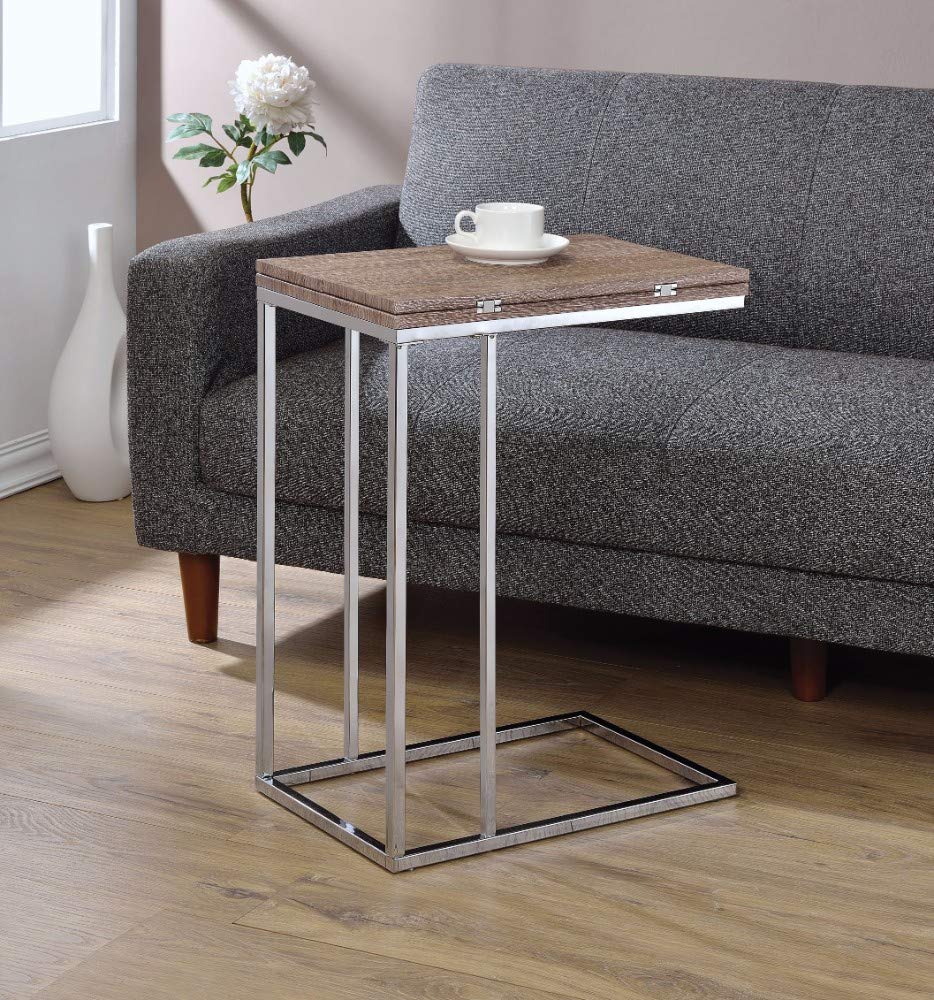 Benzara Side Table, Brown/Silver