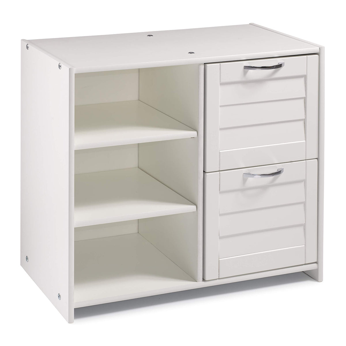 Donco Kids Louver Low 2 Dr Chest/Shelves White Loft