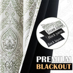 Jinchan 100% Blackout Curtains 96 Inches Long Sage Green Damask Medallion Window Curtains For Bedroom Grommet Thermal Insulated Drapes For Living Room Vintage Luxury Window Treatments Set 2 Panels