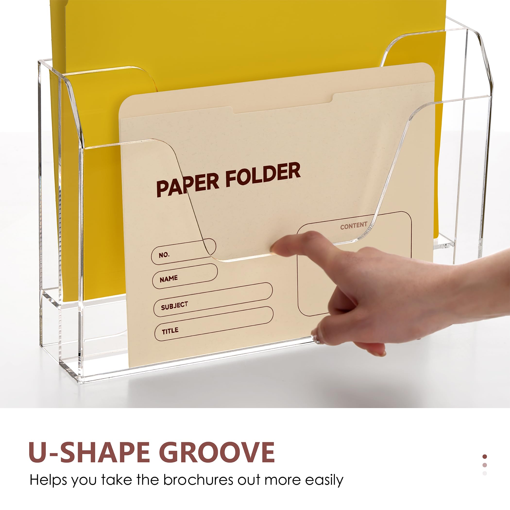Dinghuo Wall Hanging File Organizer, Acrylic Mail Organizer Wall Mounted File Holder, Clear 2 Tier Folder Paper Document Magazin