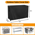 Kingling Outdoor Table Cover - 73 Inch Waterproof Bar Height Patio Cover, Black, Polyester, 73''L x 32''W x 43''H