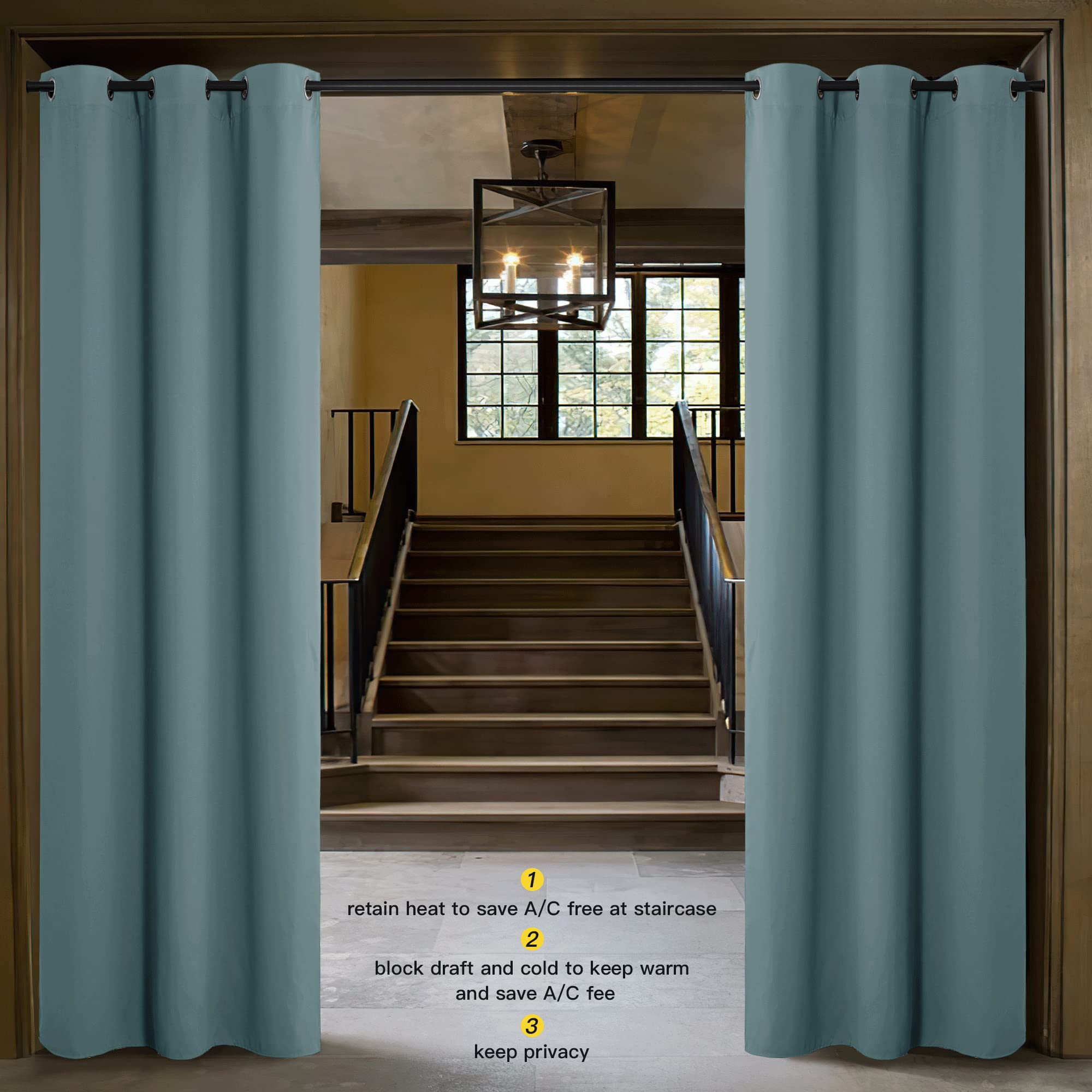Nicetown Greyish Green Doorway Curtain Privacy, Door Cover Curtain, Sound Reducing Winter Insulated Thermal Room Darkening Blackout Curtains For Bedroom, 84 Inch Length (1 Panel, 5Ft Wide By 7Ft Long)