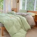 NSNLGSGC Sage Green Gingham Duvet Cover Set Queen, Grid Simple Geometric Square Pattern Comforter Cover,Soft Plaid Washed Microf