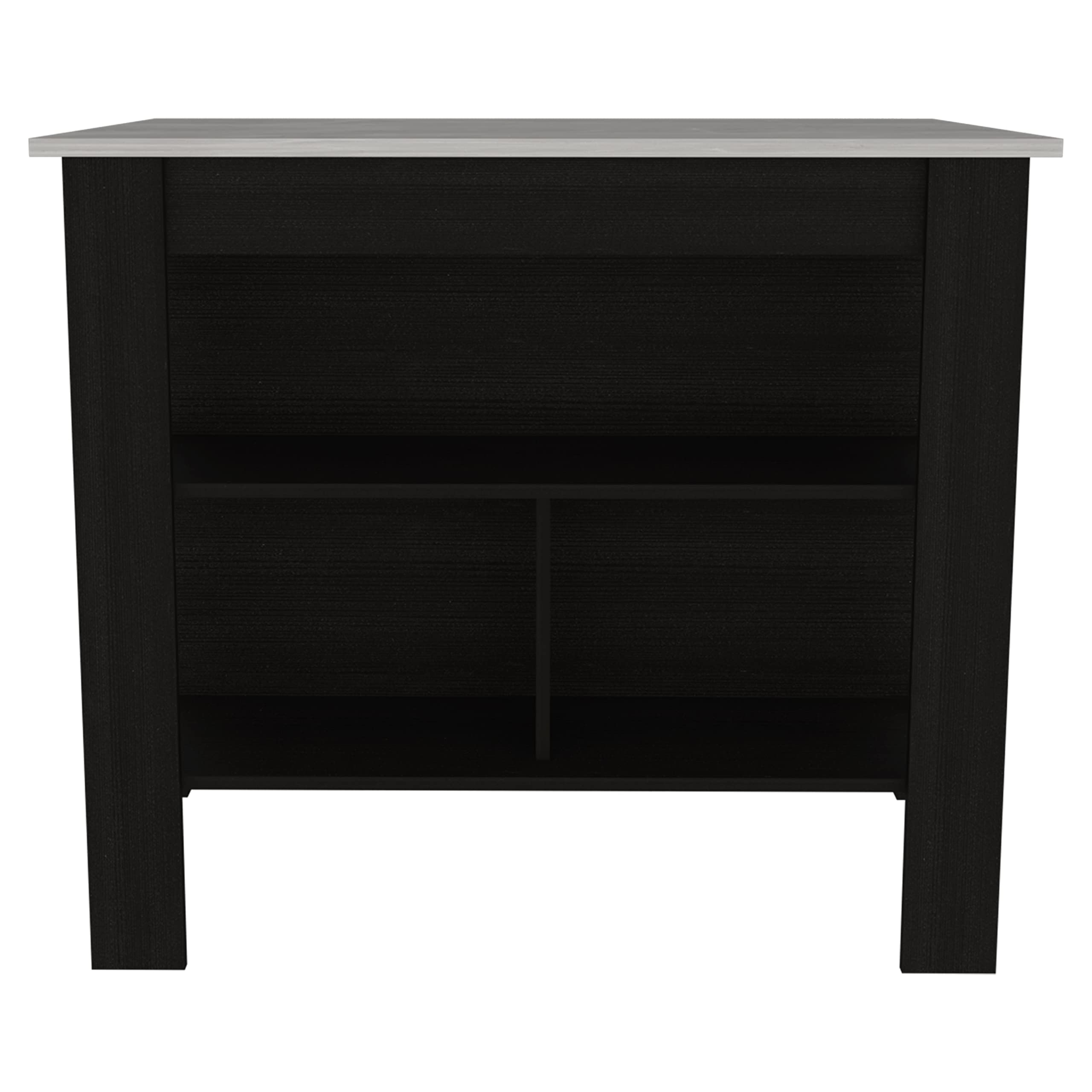 delos Depot E-Shop Kitchen Island, Kitchen Table 35" H, Four Legs, Three Open Storage Shelves
