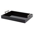 Kate and Laurel Lipton Decorative Tray with Polished Metal Handles, Black and Silver