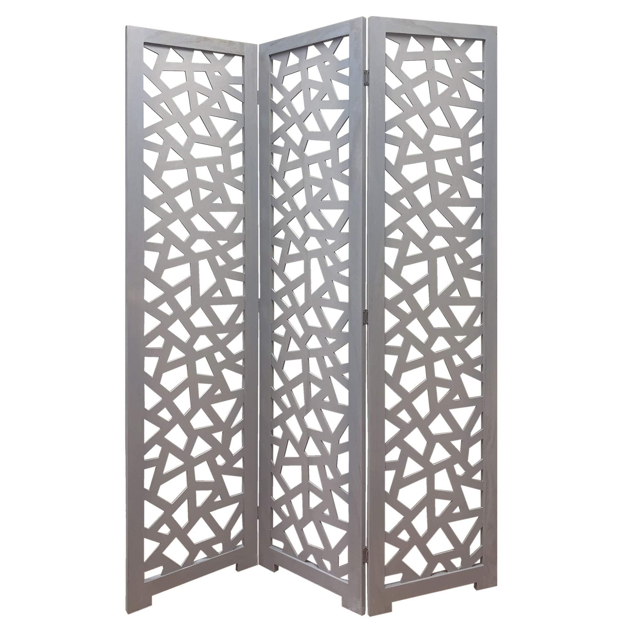 HomeRoots 67 x 1.5 x 50 Gray Wood Screen Room Divider