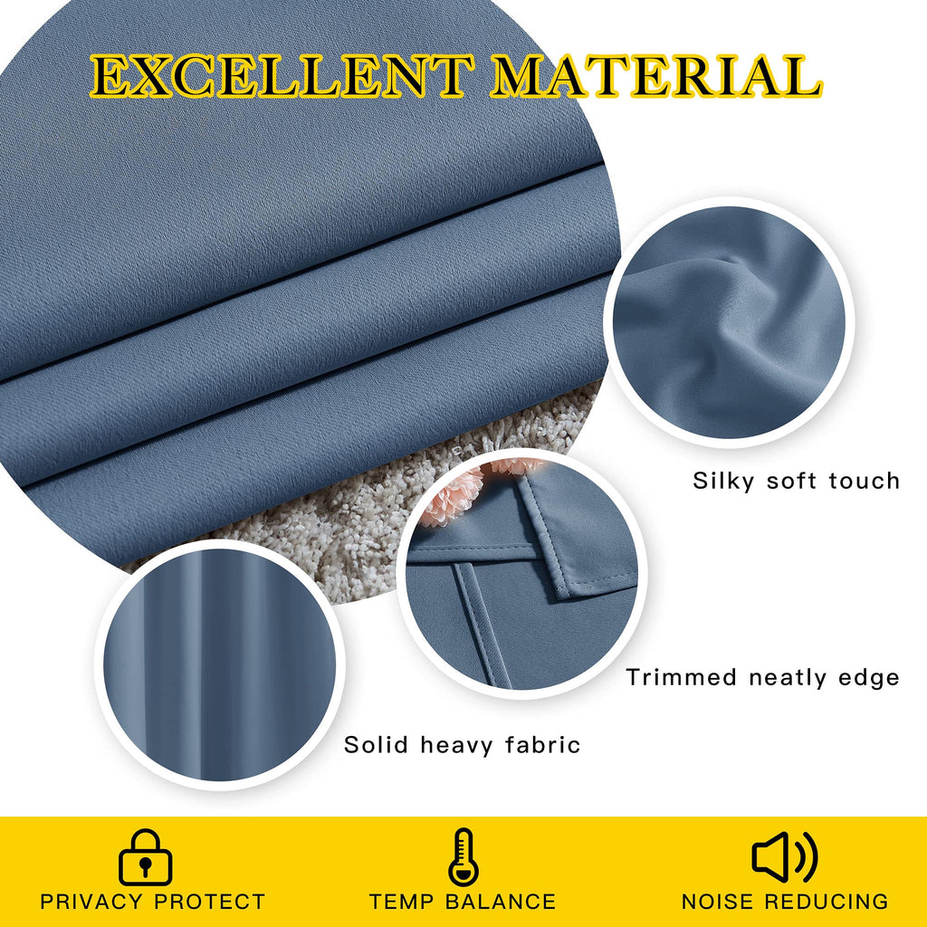 Nicetown Blackout Curtains & Drapes 63 Inch Long - Grommet Window Treatment Energy Saving Thermal Insulated Room Darkening For L