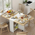 Tekavo Peyton Foldable Dining Table For Home 4 Seater | Space Saving, Movable With Wheels Folding Dining Table | 130Cm X 80Cm X