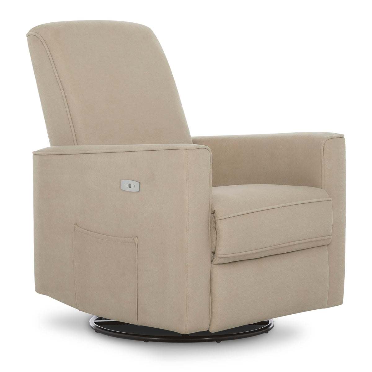 Evolur Harlow Upholstered Power Glider Recliner with USB Charging - Rocking & 360 Swivel with Smooth Glide - Greenguard Gold & F