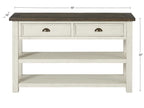 Martin Svensson Home Solid Wood Sofa Console Table, Cream White with Brown Top