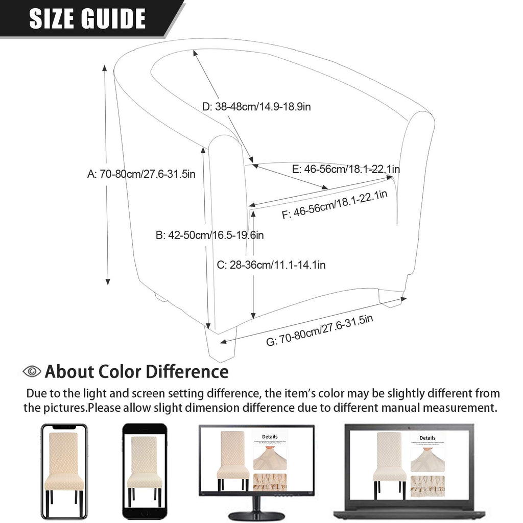 Searchi Club Chair Slipcover Stretch Barrel Chair Covers Jacquard Tub Chair Slipcovers Soft Spandex Armchair Sofa Cover Removable Couch Furniture Protector Arm Chair Cover For Living Room