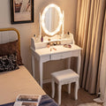 CHARMAID Girls Makeup Vanity Desk with Lights, Vanity Table with Lighted Mirror, 3 Lighting Modes, Adjustable Brightness, Modern