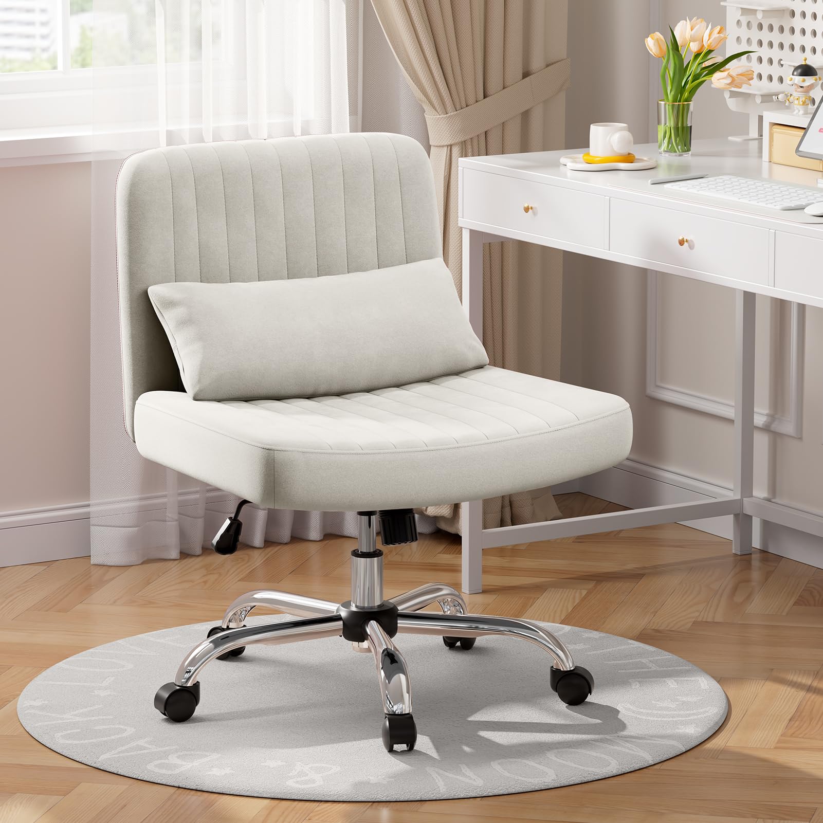 Warmiehomy Velvet Desk Chair Modern Home Office Chair Comfy Vanity Chairs Adjustable Swivel Computer Task Chair for Bedroom, Mak