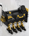 Wellmall Power Tool Charging Station - 3 Layer Wall Mount Power Tool Organizer With Charging Station For Power Drill, 6Ac Outlet