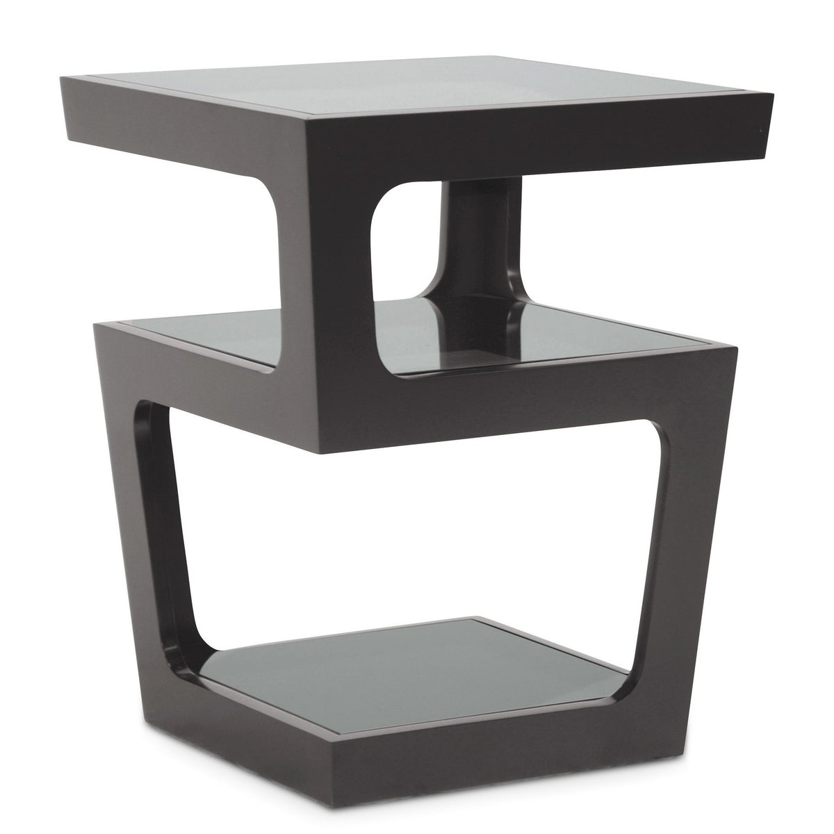 Baxton Studio Clara Modern End Table with 3-Tiered Glass Shelves, Black