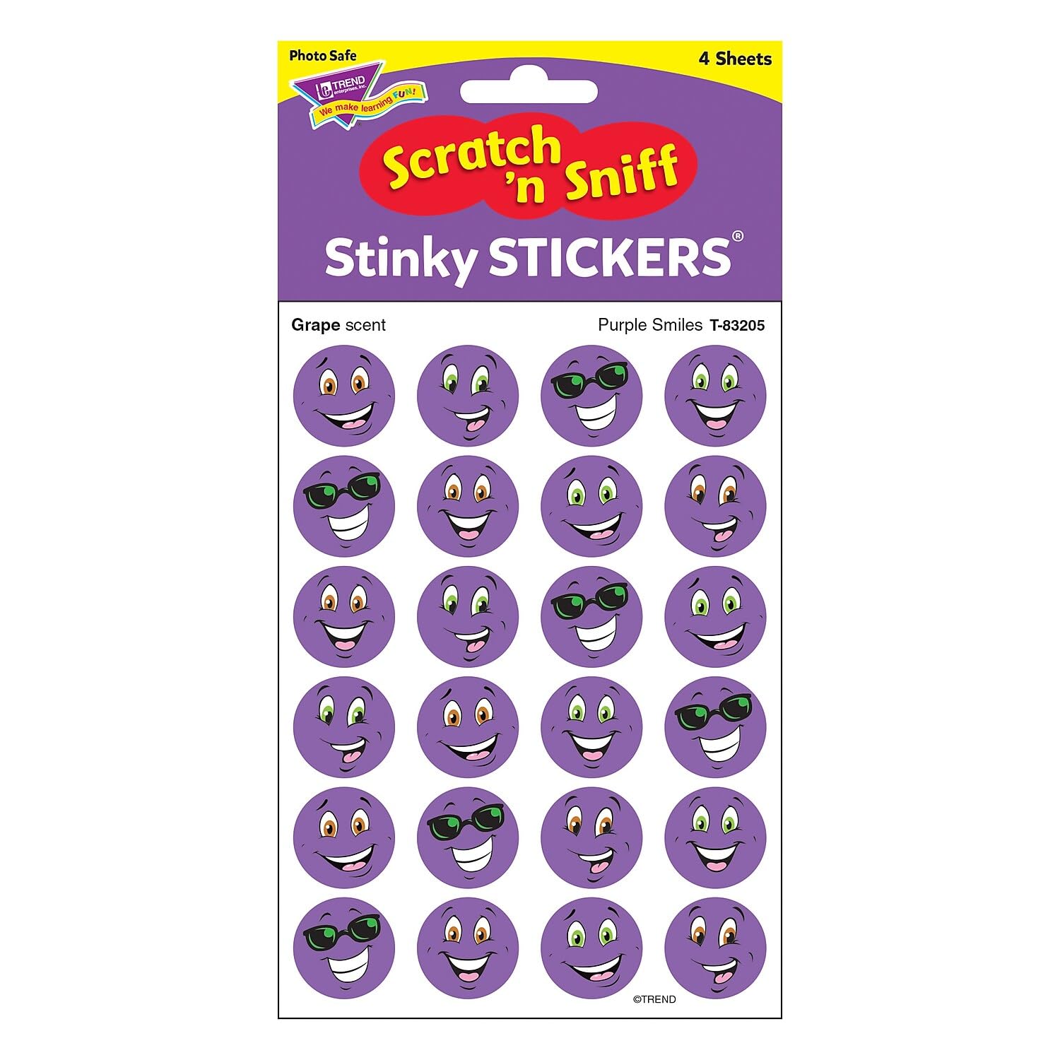 Trend Enterprises, Inc. Purple Smiles/Grape Stinky Stickers, 96 Ct.
