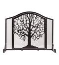 Plow & Hearth Metal Fireplace Screen Tree of Life Black | 38 W x 31 H | Flatguard | Spark Guard Grate | Iron Fire Place Cover | 