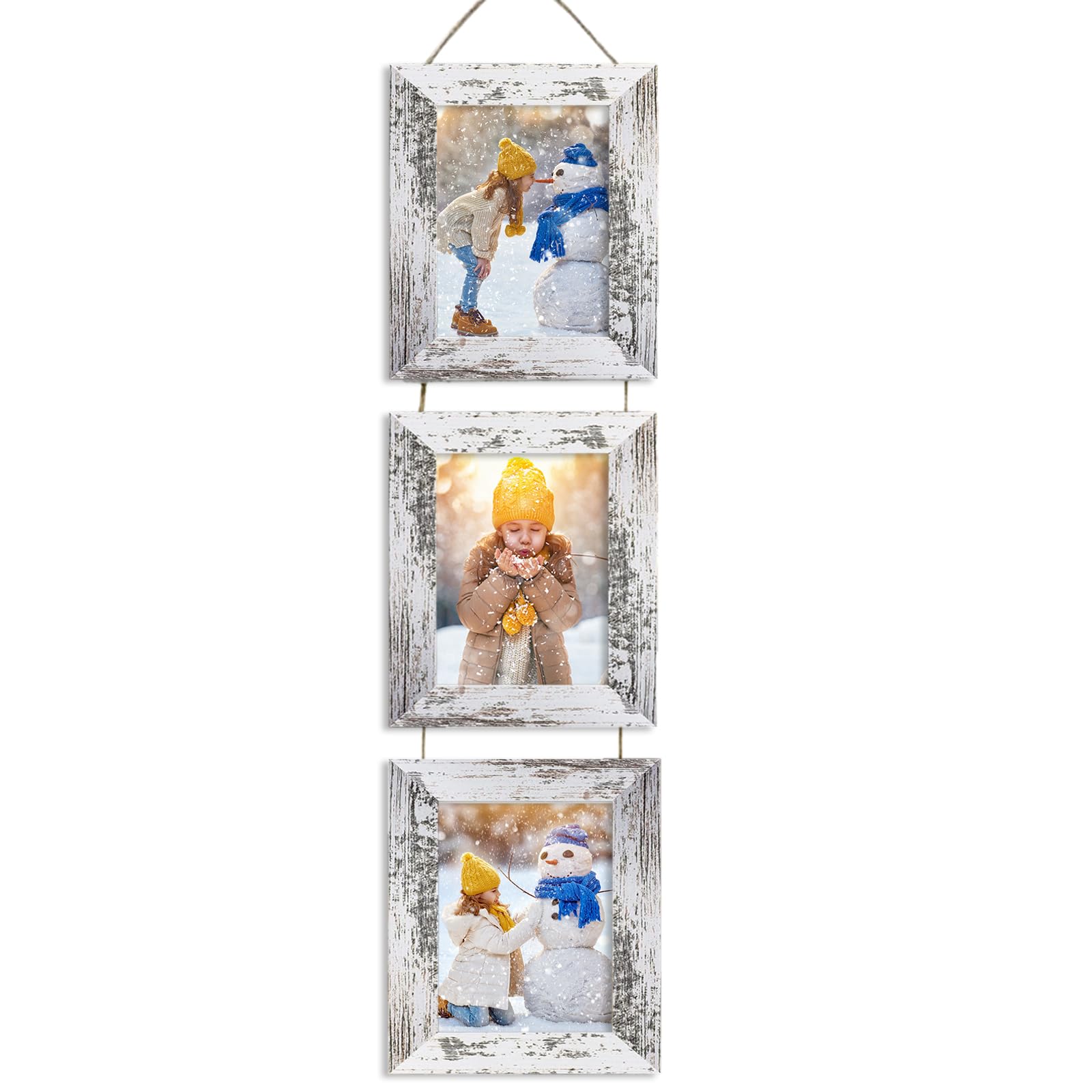 Rexllon 4x6 Wall Hanging Picture Frames Collage with 3 Opening Frames White