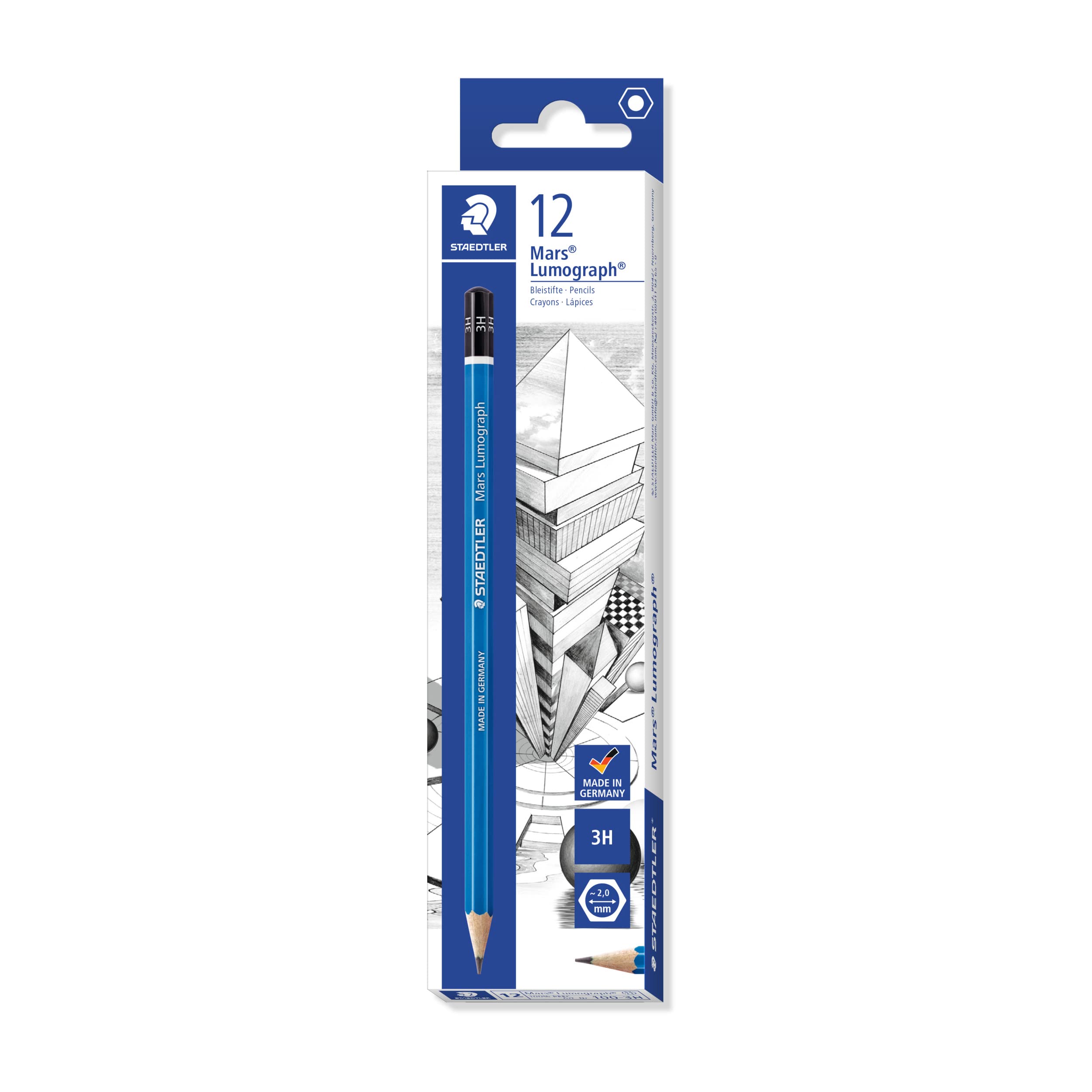 Staedtler Mars Std-100-3H Lumograph 3H Drawing Pencil 12 Pencils/Box