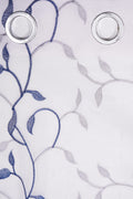 Parda online Sheer Tissue Eyelet Leaf Design Blue Window Curtain for Home 5Ft Pack of 2