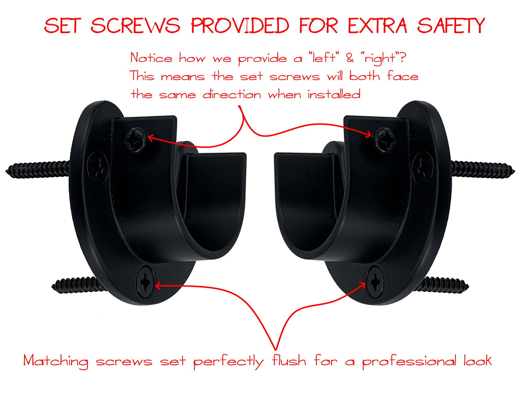 Desunia Closet Rod Support Flanges With Screw On Attachment | Heavy Duty Clothes Pole End Sockets For Wardrobes | Black | 2 Pack