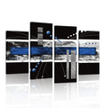 YPY Large Black Blue Canvas Wall Art - 4 Panels Modern Abstract Picture Set for Home Decoration - Contemporary Painting Artwork 