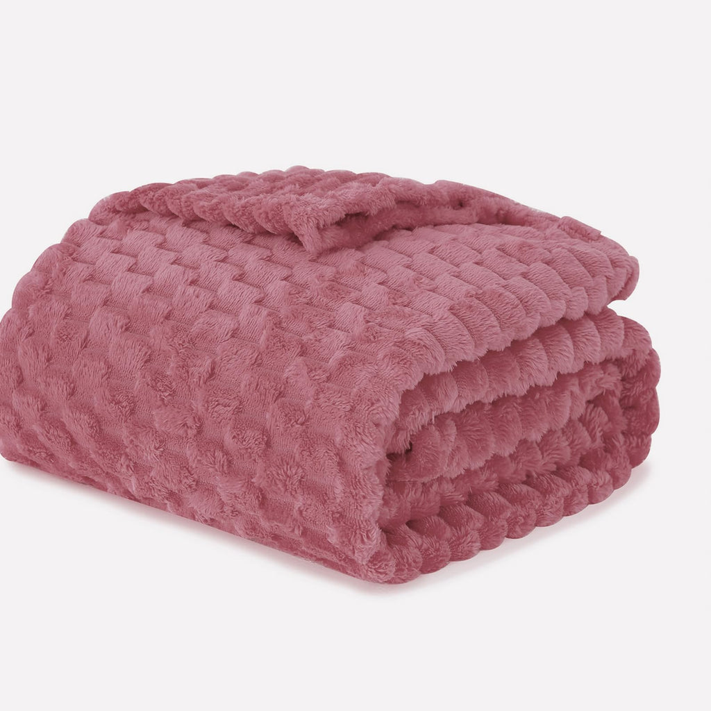 Dusty Pink Throw Blanket 50''  60'' Inches Gifts For Mom Fuzzy 3D Jacquard Decorative Flannel Fleece Super Soft Plush Cozy Blank