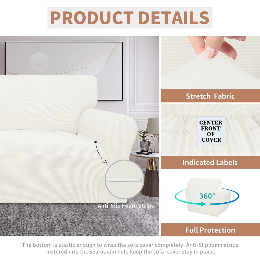 Easy-Going 100% Waterproof Chair Couch Cover, Dual Waterproof Sofa Cover, Stretch Jacquard Sofa Slipcover, Leakproof Furniture Protector For Kids, Pets, Dog And Cat (Chair, Cream)