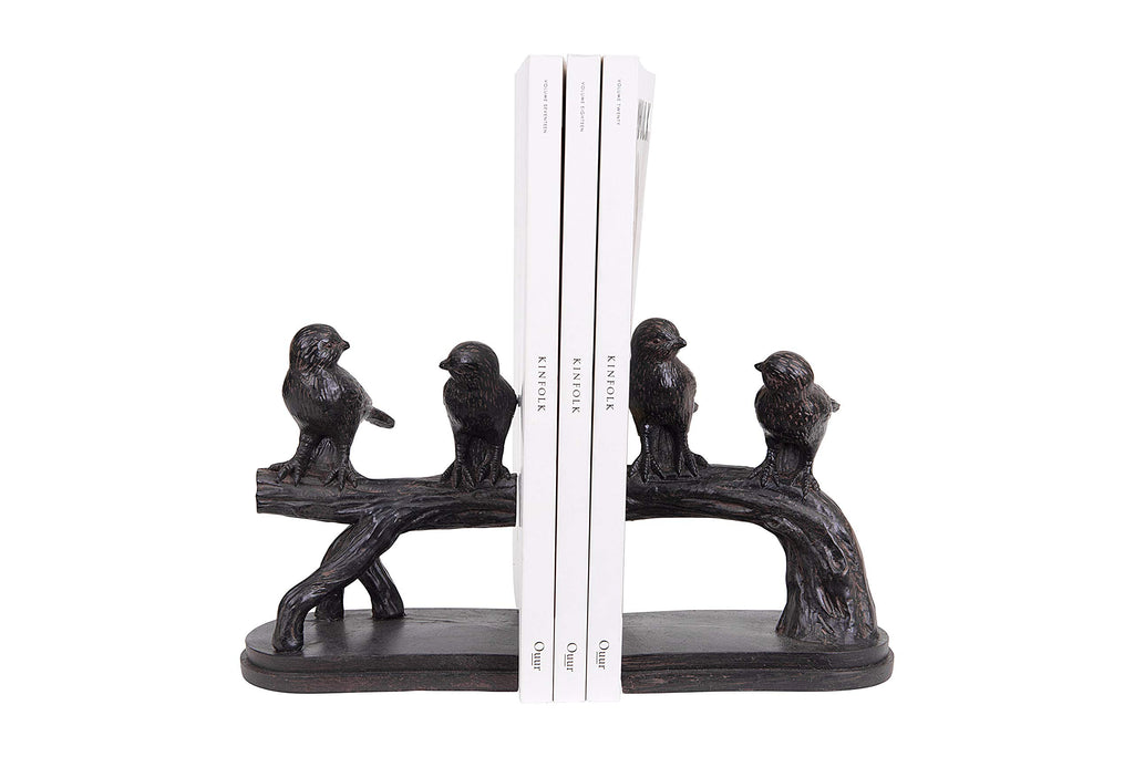 Creative Co-Op Resin Birds On A Branch Shaped Bookends (Set Of 2 Pieces)