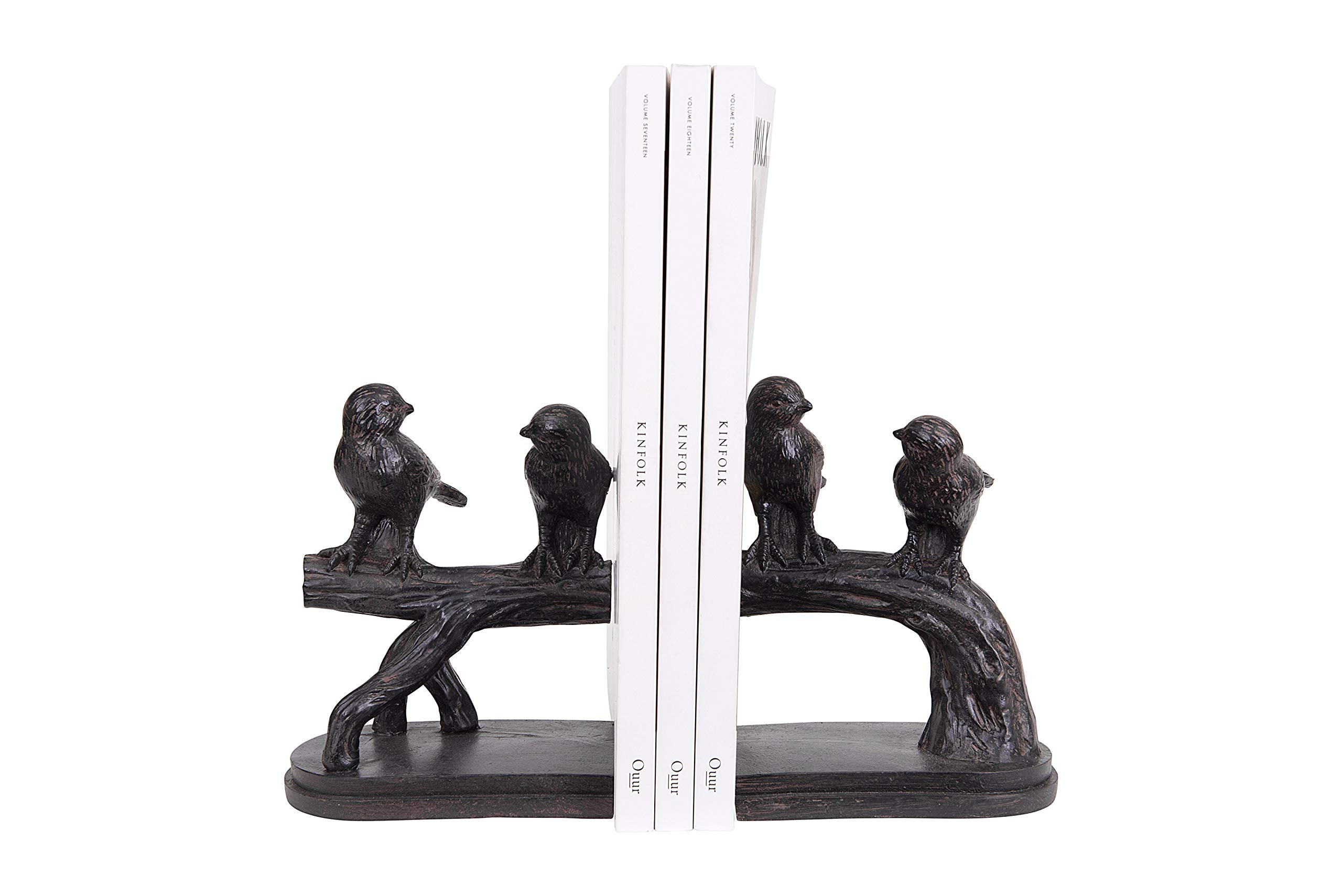 Creative Co-Op Resin Birds On A Branch Shaped Bookends (Set Of 2 Pieces)