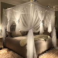 Joyreap 4 Corners Post Canopy Bed Curtain For Girls & Adults - Royal Luxurious Cozy Drape Netting - Cute Princess Bedroom Decora