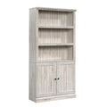 Sauder Select Book Shelf, Bookshelf with Storage, Library Bookcase with Doors and Adjustable Shelves, in White Plank