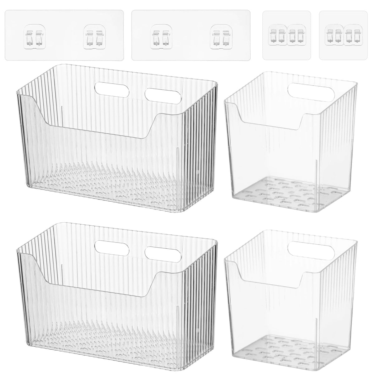 DORMIYA 4 Pcs Plastic Wall Mount Organizer Bins  Self Adhesive Cabinet Door Organizers for Cosmetics Toiletries, Wall Organisat