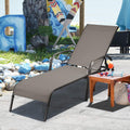 Giantex Adjustable Patio Chaise Lounge, Outdoor Folding Lounge Recliner Chairs W/Adjustable Backrest, Sturdy Metal Frame, Sunbathing Chair For Beach, Yard, Balcony, Poolside (Brown)
